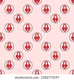 Red Padlock with Heart vector concept seamless pattern or sign for expressing love and joy