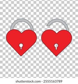 red padlock icon. The padlock opens and closes. Locked and unlocked icons. Padlock vector illustration