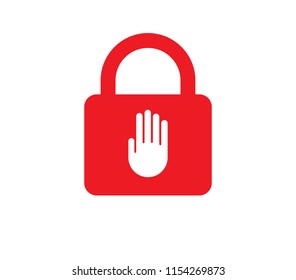 Red padlock  with white palm icon