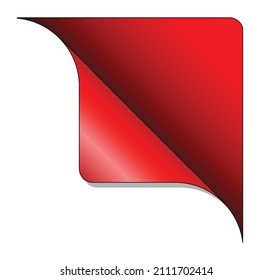 A Red Page Curl Template Isolated Over A White Background