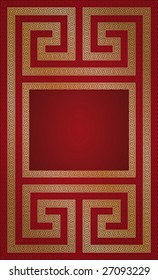 página roja con patrón dorado y espacio de copia