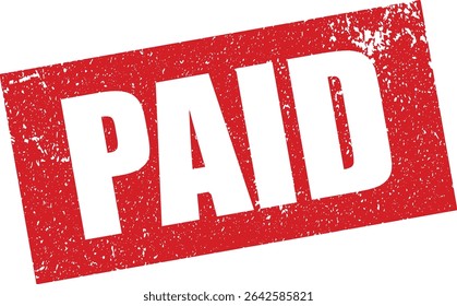 Red Paid Rubber Stamp in Reverse Grunge Vector in Sharp Border, Transparent Background