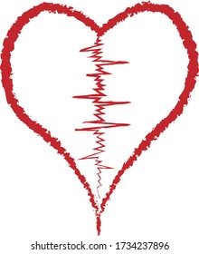 Red painful broken heart vector  design
