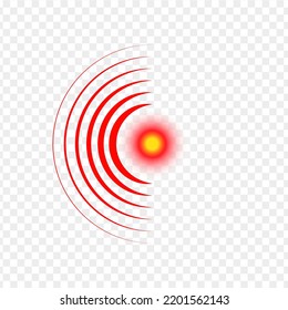 Red painful target mark. Circle of pain 