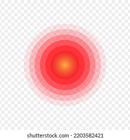 Red painful target mark. Circle of pain showing ache localization