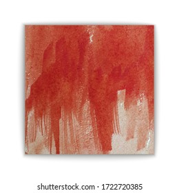 Pintura roja artística de pincel seco trazo. Fondo pintado a mano acuarela para impresión, diseño web y banners.