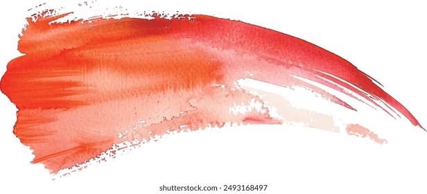 Red paint artistic dry brush stroke. Watercolor acrylic hand painted backdrop for print, web design and banners. Realistic vector background texture