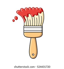 Red paint brush isolated.