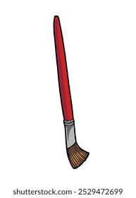 Red paint brush on white background. Vector hand-drawn illustration