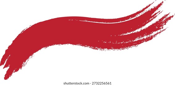Pincelada roja del pincel en un fondo blanco. Deslizamiento texturizado expresivo muestra movimiento, energía y estilo artístico. Elemento abstracto mínimo para Anuncios, acentos y diseño creativo.