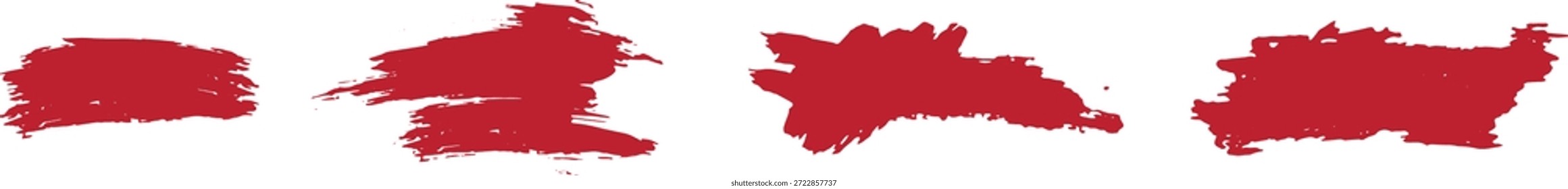 Roter Pinselstrich mit groben handgemalten Wimpern und strukturierten Kanten. Kühne Crimson-Streifen einzeln auf Weiß sorgen für ausdrucksstarke Bewegung und künstlerisches Flair. Ideal für Grunge-Design, Banner, Header und kreative Hintergründe.