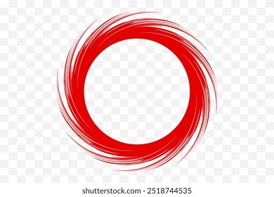 Red Paint Brush Stroke Spiral Isolated On Transparent Background. Summer Decoration. Vector Illustration