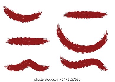 Pincel rojo pinceladas aisladas sobre fondo blanco. Elegante conjunto de acuarela oscura. Paquete de efecto texturizado Abstractas. Diseño gráfico grungy concepto de estilo pintado para anuncios, oferta, grande, mega o flash venta