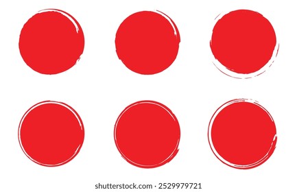 Red paint brush strokes isolated on white background. Textured effect bundle. Graphic design elements set with grainy concept for ads, gift, offer, big, mega, or flash sale.