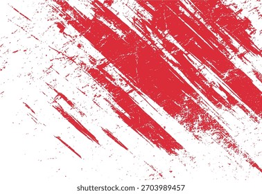 Red paint brush strokes and splatters on a white textured background abstract grunge pattern vector