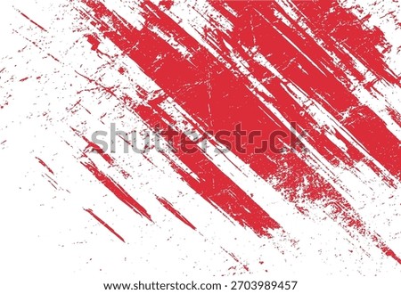 Red paint brush strokes and splatters on a white textured background abstract grunge pattern vector
