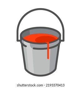 Red paint bucket flat Icon vector illustration clipart