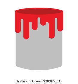 red paint bucket flat vector illustration logo icon clipart