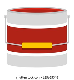 Red paint bucket icon flat isolated on white background vector illustration
