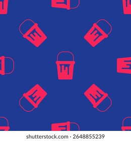 Red Paint bucket icon isolated seamless pattern on blue background.  Vector - Powered by Shutterstock - Get 15% off with code: PIKWIZARD15
