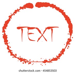 Red paint doodle. Blood splashes vector round scribble logo