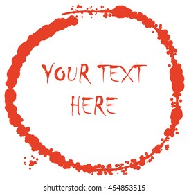 Red paint doodle. Blood splashes vector round scribble logo