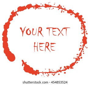 Red paint doodle. Blood splashes vector round scribble logo