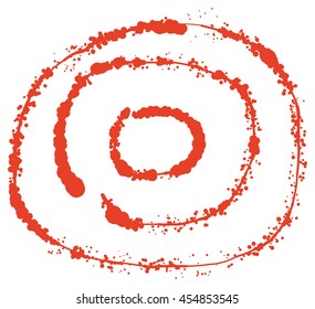 Red paint doodle. Blood splashes vector round scribble logo