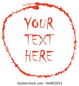 Red paint doodle. Blood splashes vector round scribble logo