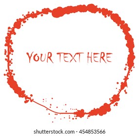Red paint doodle. Blood splashes vector round scribble logo