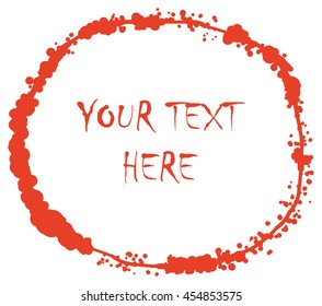 Red paint doodle. Blood splashes vector round scribble logo