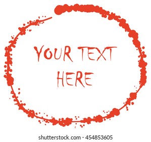 Red paint doodle. Blood splashes vector round scribble logo