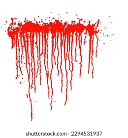 rote Farbtropfen einzeln auf weißem Hintergrund. An den Wänden schmücken Scarlet-Blut, Wein oder Sauce. Aquarellfarbstoff-Textur. Abstrakte Vektorgrafik. Sonnige flüssige Tinte. Horrorspinnmuster
