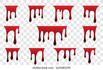 Red paint dripping on Transparent background.
