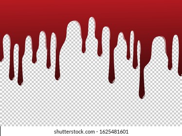 Red paint dripping on Transparent background.