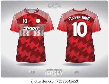 red paint has white trim pattern design, illustration, textile background for sports t-shirt, football jersey shirt mockup for football club. consistent front view