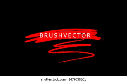 Red paint, ink brush stroke, brush line. Dirty artistic design element. Vector illustration.