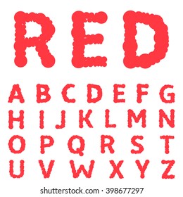 Red paint letters. Creative alphabet, Vector illustration