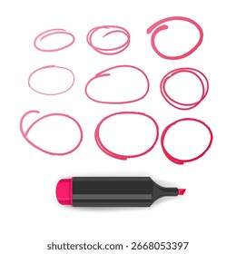 Rote Farbe Marker Kreise Textmarker Stift für Hervorhebung und Betonung Informationen