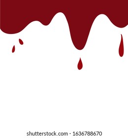 The red paint was poured from a can. flow drops below on white background.