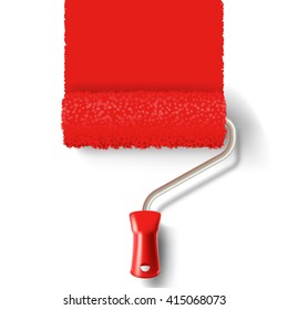 Roter Pinsel für Banner und Etiketten. Vektorgrafik-Malerpinselgrafik.