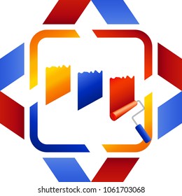 red paint roller - painter symbol