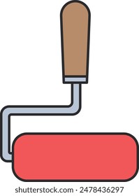 red paint roller vector illustration