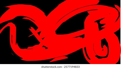 red paint is smeared. grunge texture. black background. abstract red color scratched line pattern, pop art comic doodle