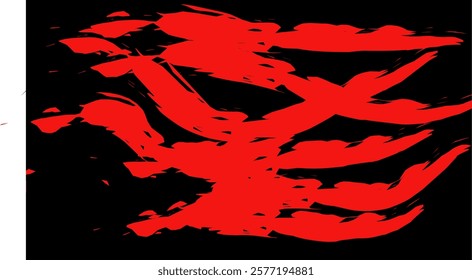 red paint is smeared. grunge texture. black background. abstract red color scratched line pattern, pop art comic doodle