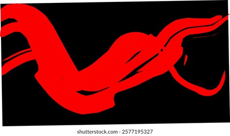 red paint is smeared. grunge texture. black background. abstract red color scratched line pattern, pop art comic doodle