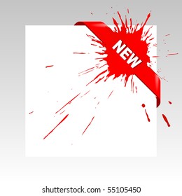Red paint splash corner business ribbon. Vector illustration.