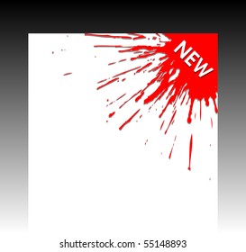 Red paint splash corner business ribbon. Vector illustration.
