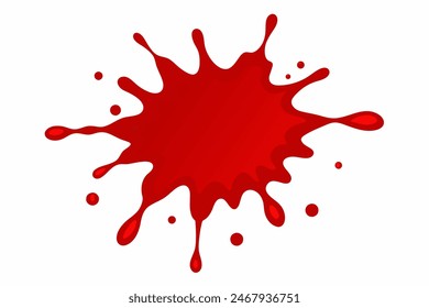 Red paint splash isolated on white background. Blood stain. Abstract ink blot. Splashes, art, design, creativity concept.