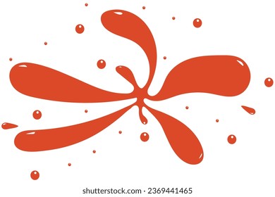 red paint splash and water drops. white background, isolated